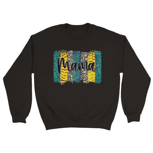 Leopard Softball Mama Classic Unisex Crewneck Sweatshirt