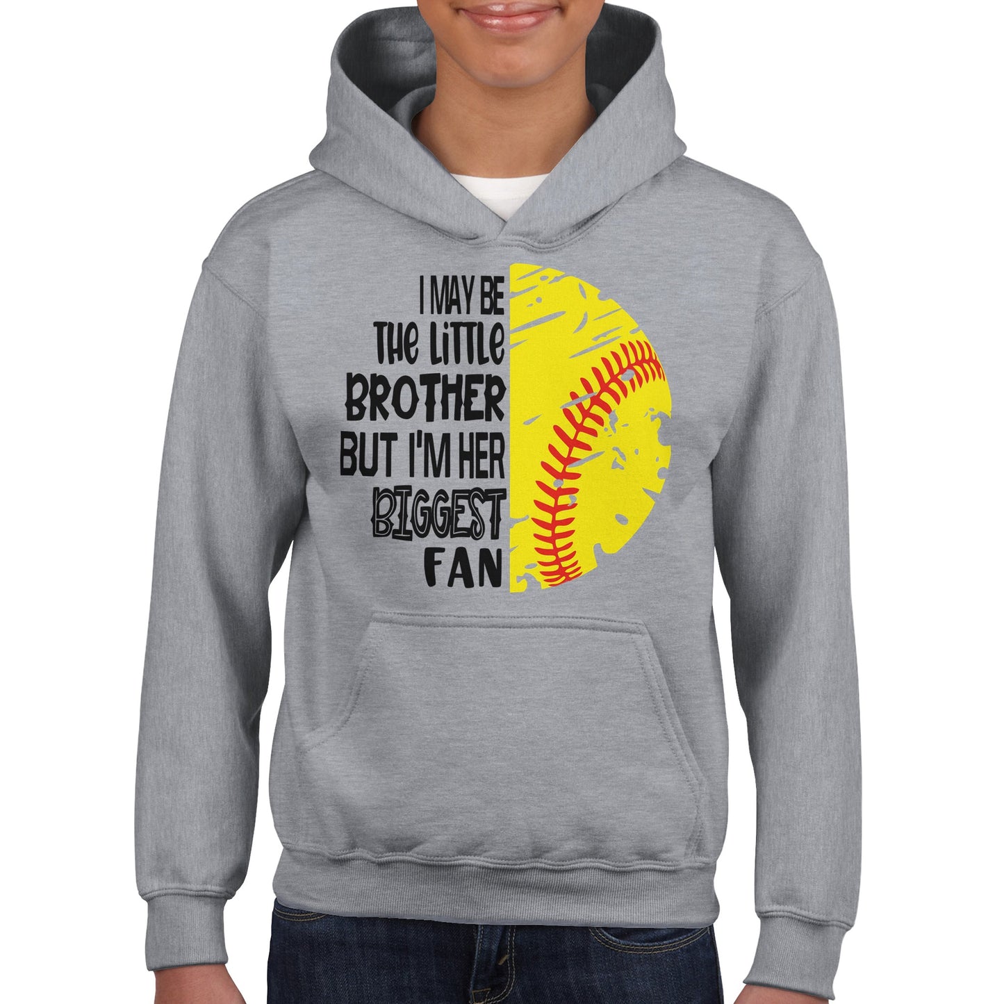 Little Brother Biggest Fan Classic Kids Pullover Hoodie