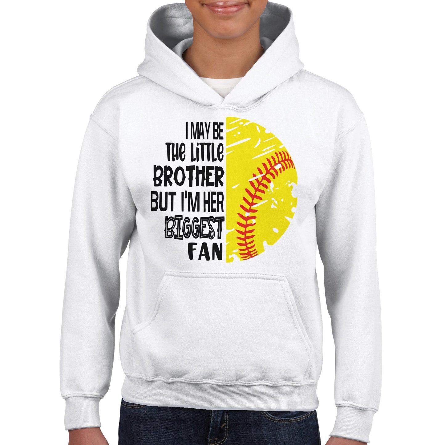 Little Brother Biggest Fan Classic Kids Pullover Hoodie