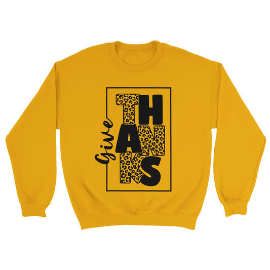 Give Thanks Leopard Unisex Crewneck Sweatshirt